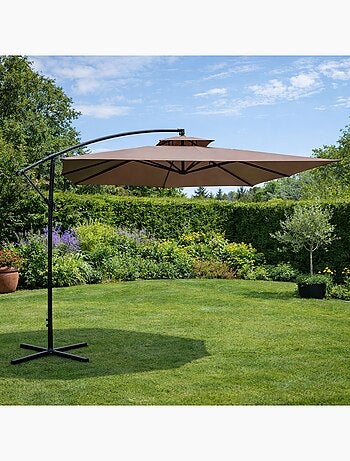 CAPRI - Parasol carré déporté 3x3 écru en aluminium