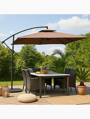 CAPRI - Parasol carré déporté 3x3 écru en aluminium
