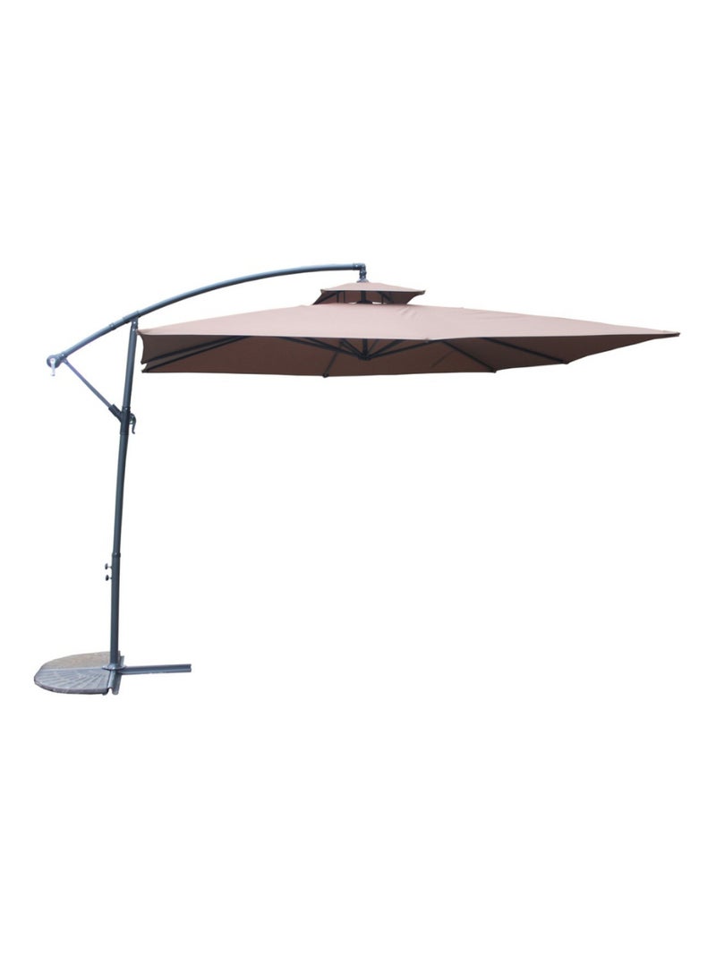 CAPRI - Parasol carré déporté 3x3 marron en aluminium Marron - Kiabi