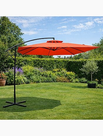 CAPRI - Parasol carré déporté 3x3 écru en aluminium