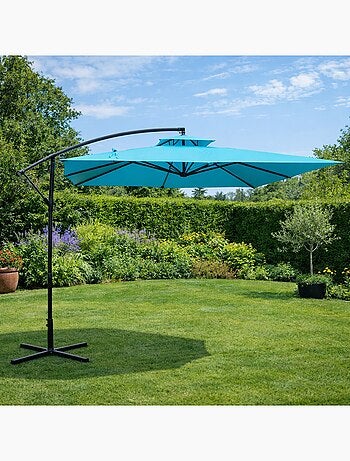 CAPRI Parasol ecru déporté rond 2,95 x 2,95 m