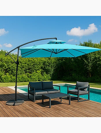 CAPRI Parasol ecru déporté rond 2,95 x 2,95 m