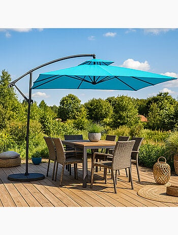 CAPRI Parasol ecru déporté rond 2,95 x 2,95 m