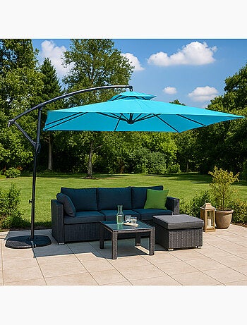 CAPRI Parasol ecru déporté rond 2,95 x 2,95 m