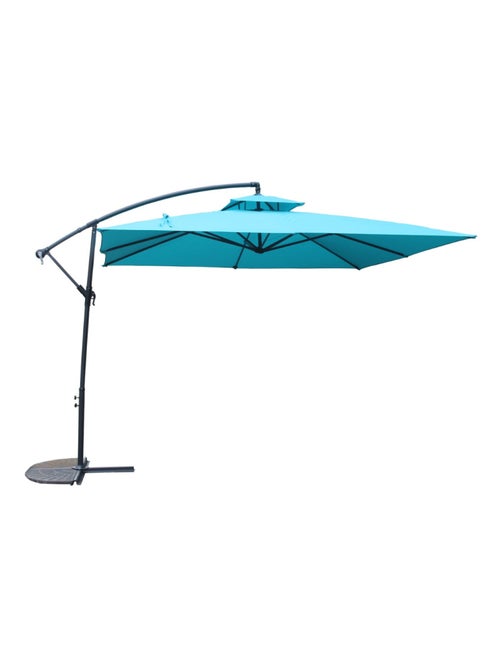 CAPRI Parasol bleu déporté rond 2,95 x 2,95 m - Kiabi