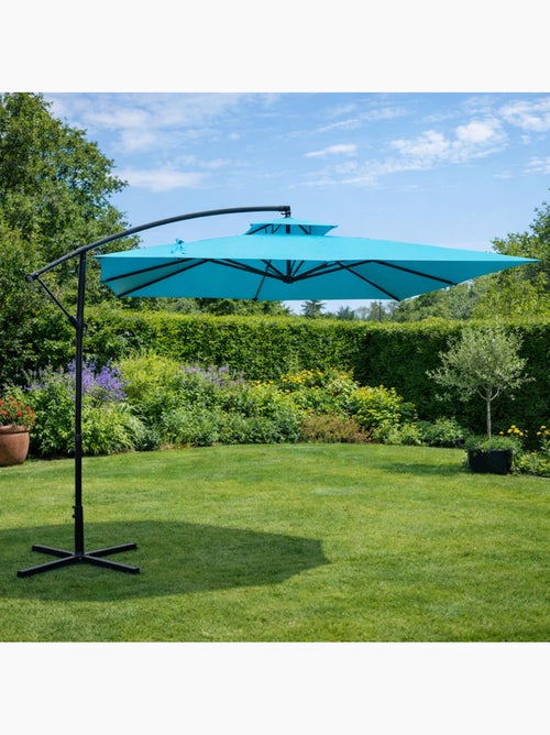 CAPRI Parasol bleu déporté rond 2,95 x 2,95 m - Kiabi