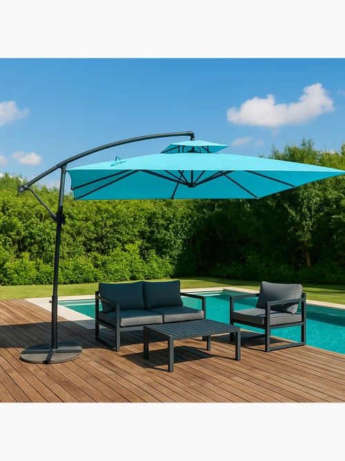 CAPRI Parasol bleu déporté rond 2,95 x 2,95 m - Kiabi