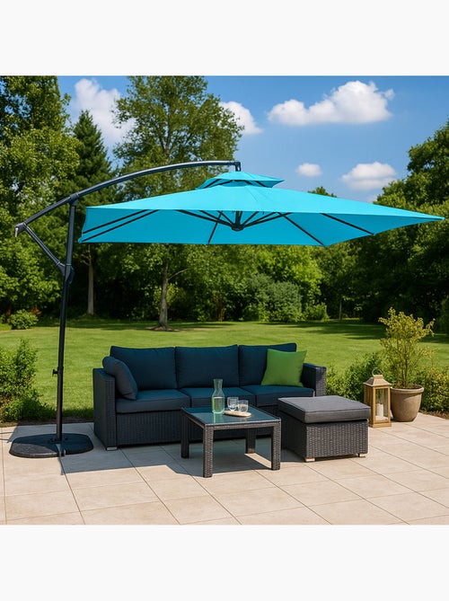 CAPRI Parasol bleu déporté rond 2,95 x 2,95 m - Kiabi