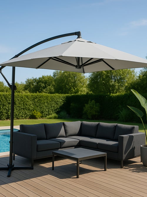 CAPRI Parasol ecru déporté rond 2,95 x 2,95 m - Kiabi