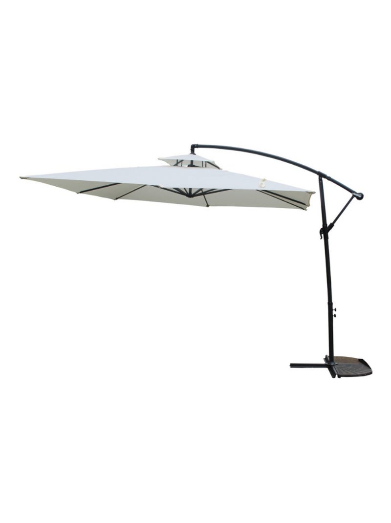 CAPRI Parasol  ecru déporté rond 2,95 x 2,95 m Gris Ecru - Kiabi