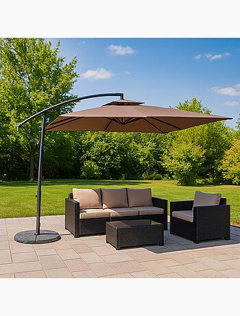 CAPRI Parasol ecru déporté rond 2,95 x 2,95 m