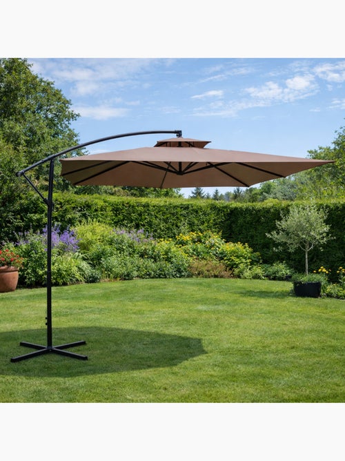 CAPRI Parasol marron déporté rond 2,95 x 2,95 m - Kiabi