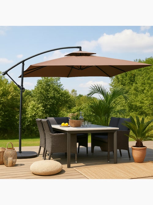 CAPRI Parasol marron déporté rond 2,95 x 2,95 m - Kiabi