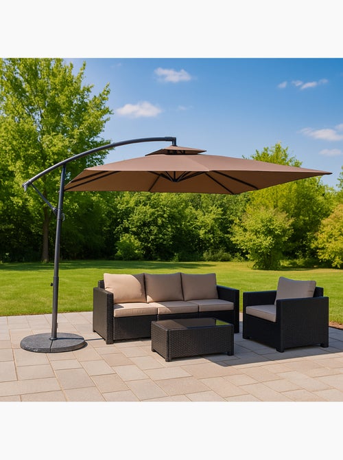 CAPRI Parasol marron déporté rond 2,95 x 2,95 m - Kiabi