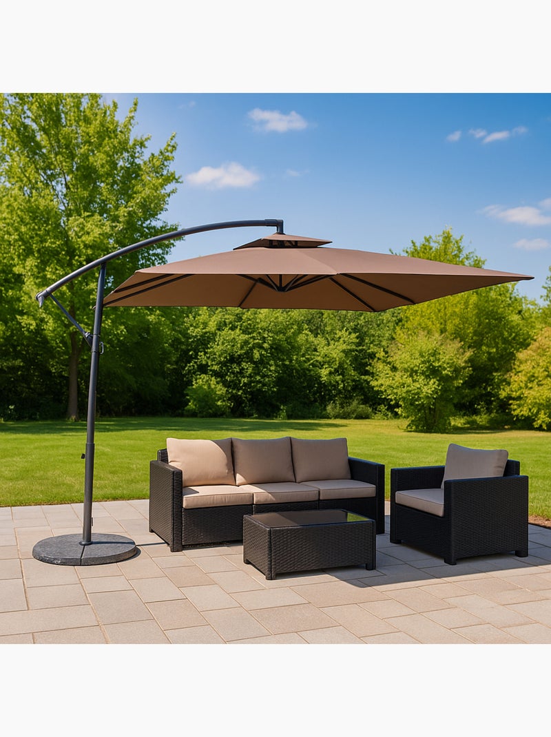 CAPRI Parasol  marron déporté rond 2,95 x 2,95 m Gris Marron - Kiabi