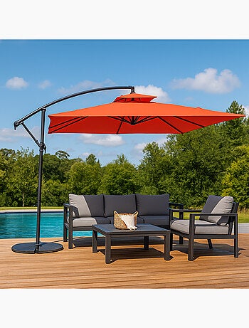 CAPRI Parasol ecru déporté rond 2,95 x 2,95 m