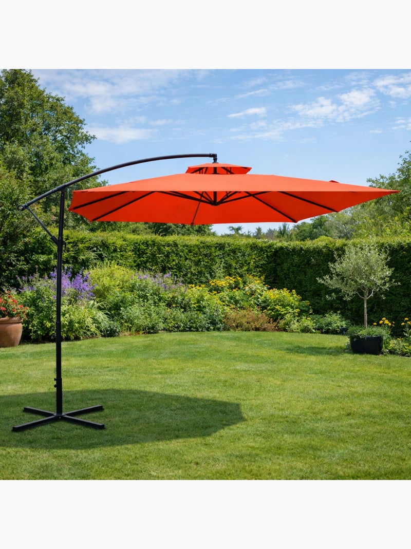 CAPRI Parasol  terracotta déporté rond 2,95 x 2,95 m Gris Rouge - Kiabi