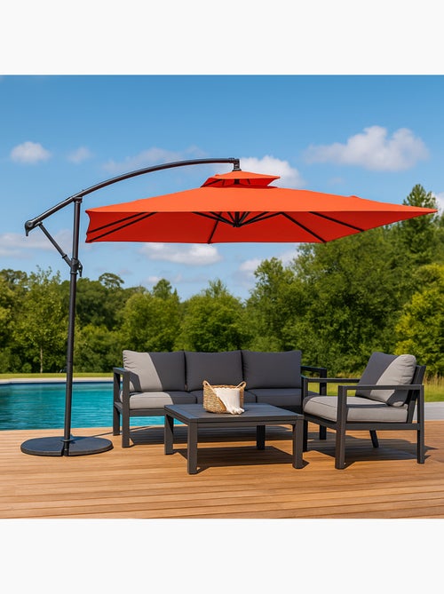 CAPRI Parasol terracotta déporté rond 2,95 x 2,95 m - Kiabi