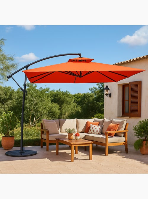 CAPRI Parasol terracotta déporté rond 2,95 x 2,95 m - Kiabi