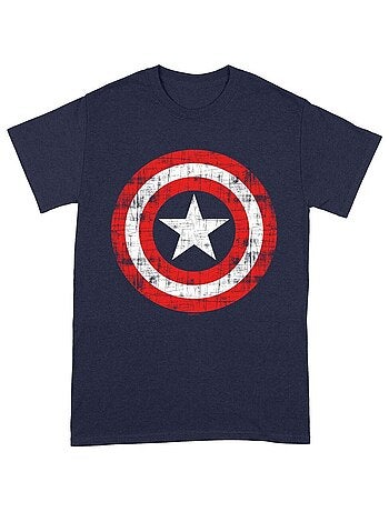 Captain America - T-shirt motif bouclier rayé