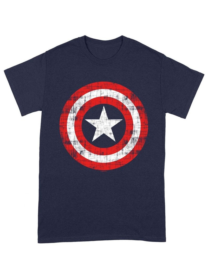 Captain America - T-shirt motif bouclier rayé Noir Bleu marine - Kiabi