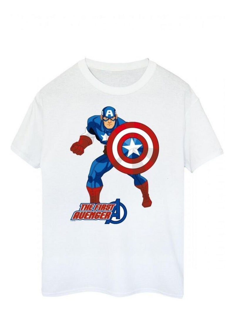 Captain America - T-shirt THE FIRST AVENGER Blanc Bleu - Kiabi