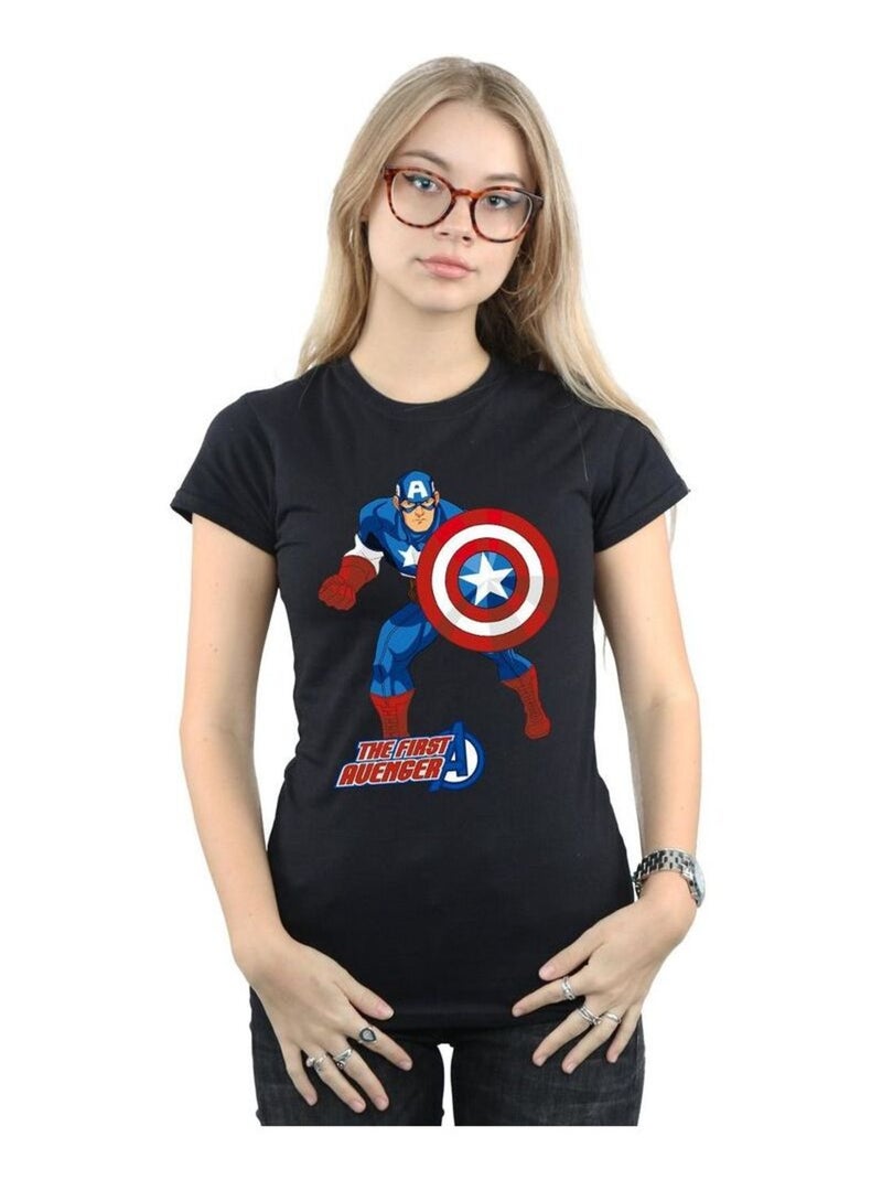 Captain America - T-shirt THE FIRST AVENGER Noir - Kiabi