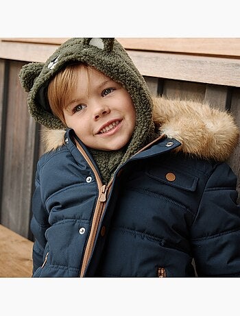 Capuche bébé en sherpa ginkgo