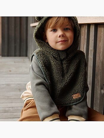 Capuche bébé en sherpa ginkgo