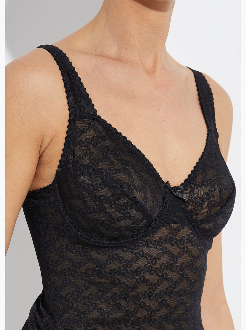 Caraco avec armatures maille fantaisie - Afibel Noir - Kiabi