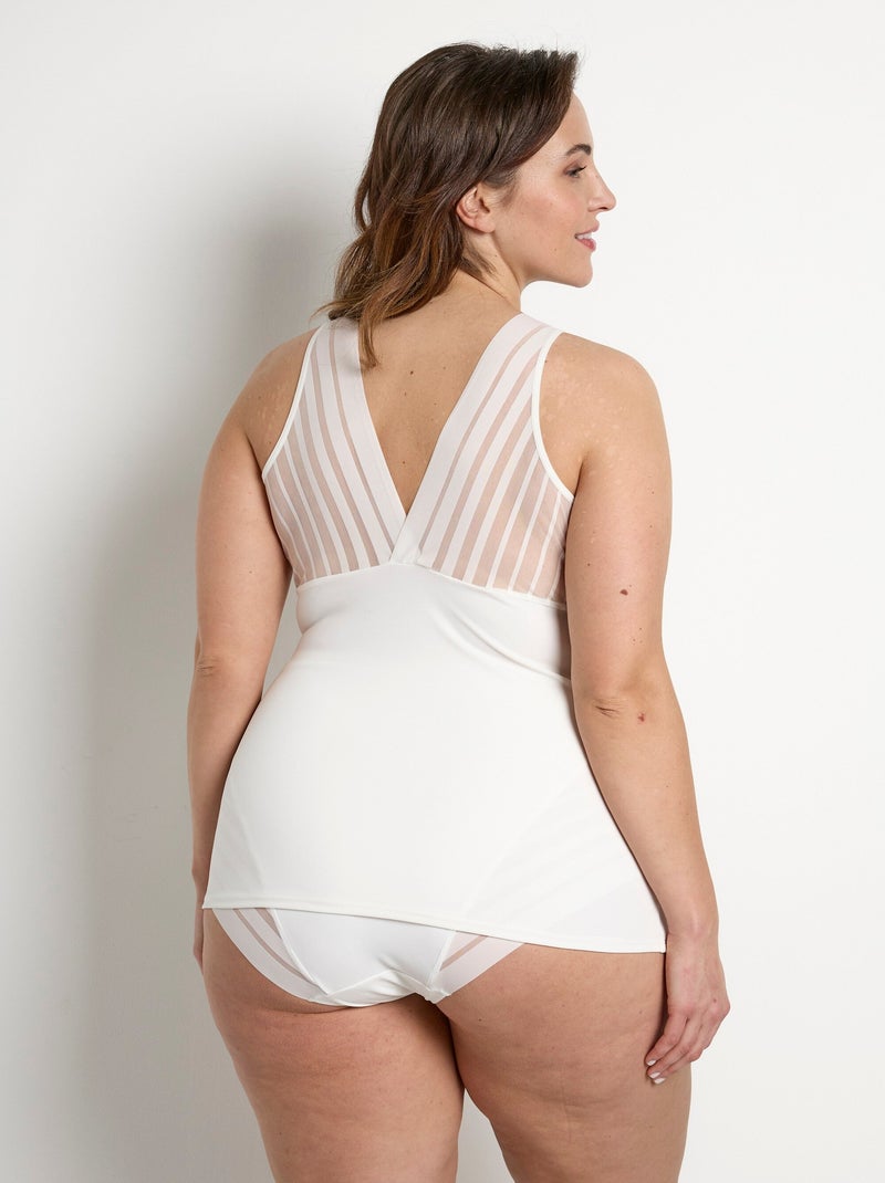 Caraco découpe soutien-gorge tulle effet rayé - AFIBEL Ivoire - Kiabi