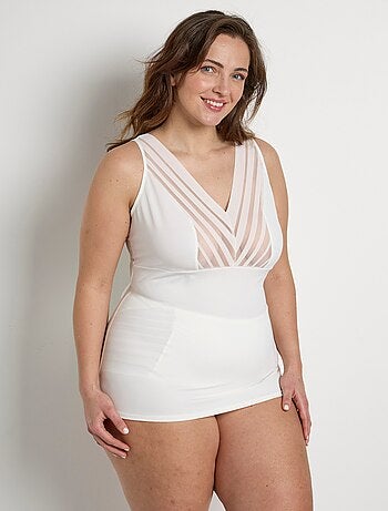 Caraco découpe soutien-gorge tulle effet rayé