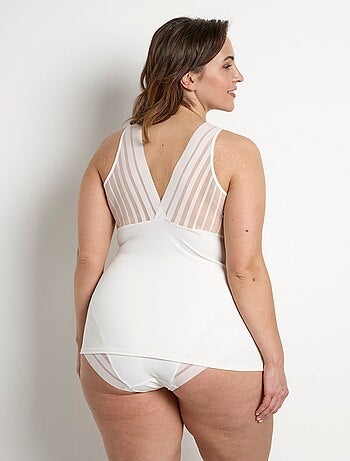 Caraco découpe soutien-gorge tulle effet rayé