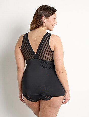 Caraco découpe soutien-gorge tulle effet rayé