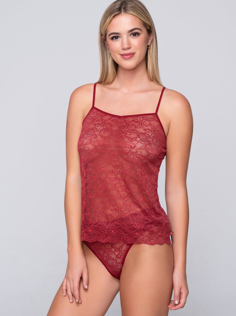 Caraco dentelle MICRO TOUCH LACE Rouge - Kiabi
