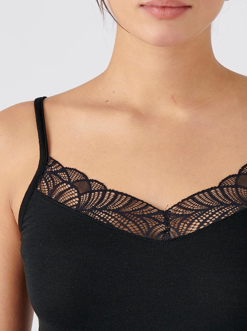 Caraco dentelle Thermolactyl invisible thermique - Damart Noir - Kiabi