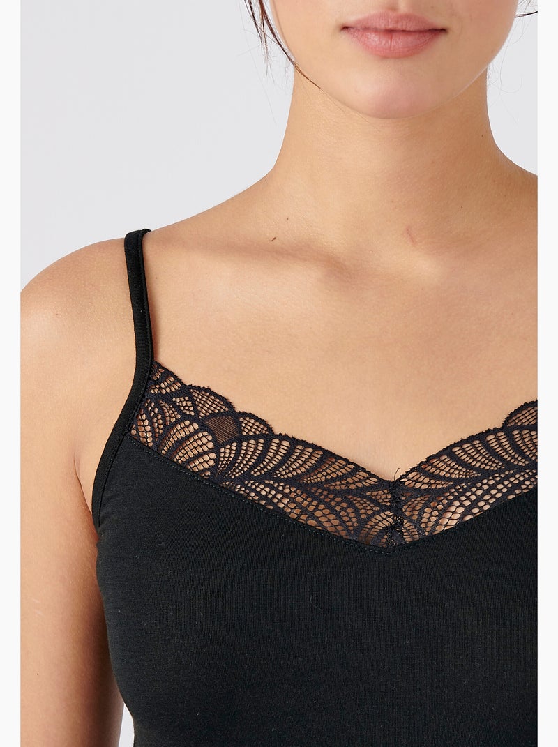 Caraco dentelle Thermolactyl Sensitive thermique - Damart Noir - Kiabi