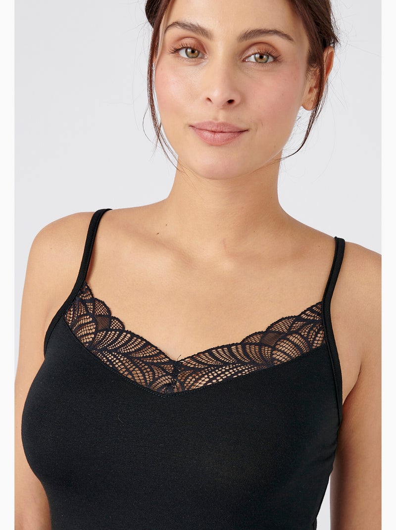 Caraco dentelle Thermolactyl Sensitive thermique - Damart Noir - Kiabi