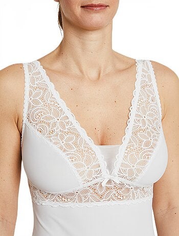 Caraco en maille et dentelle extensibles