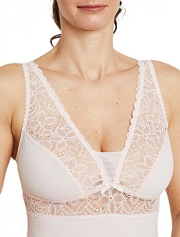 Caraco en maille et dentelle extensibles