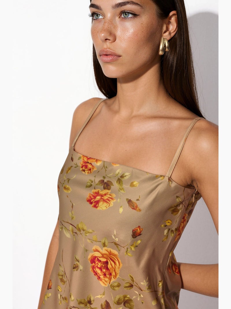 Caraco en satin à fleurs hiccup Beige naturel - Kiabi