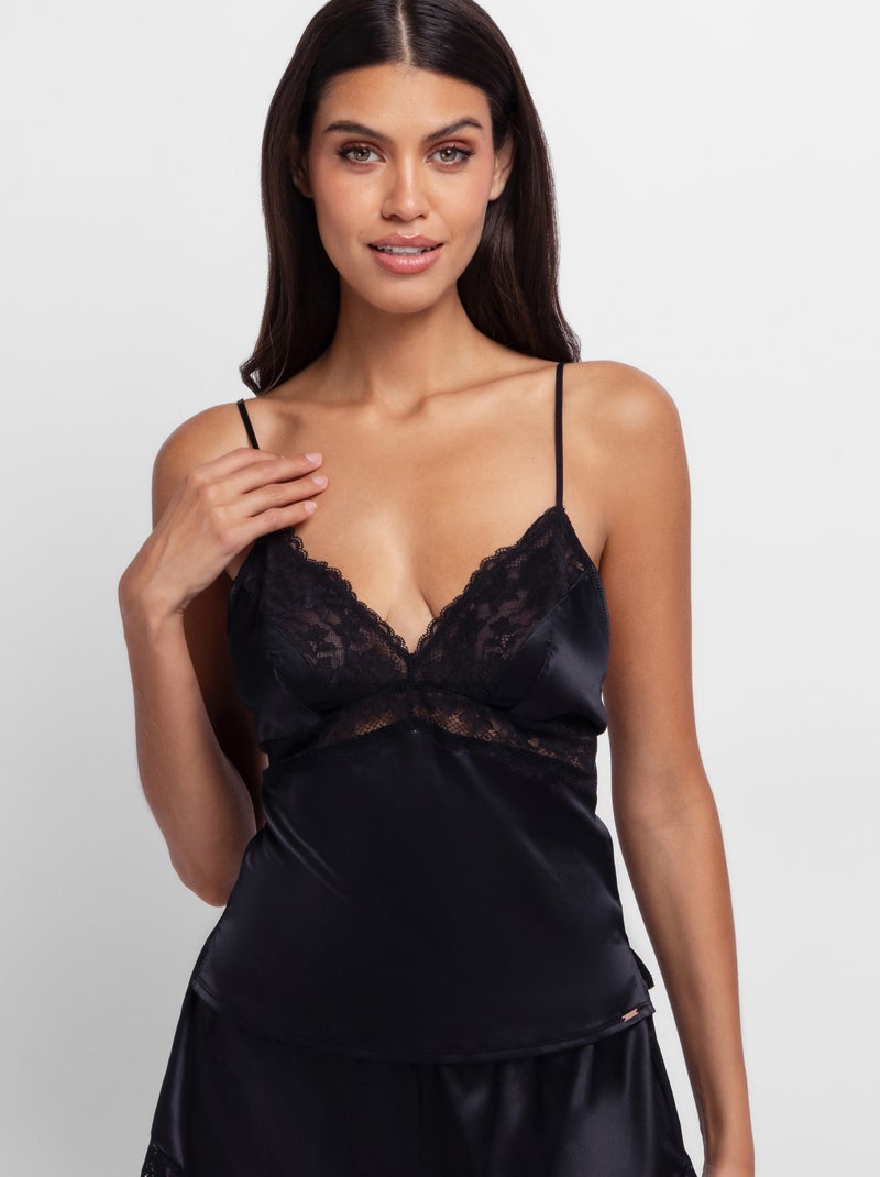 Caraco en satin lyra Dorina Noir - Kiabi