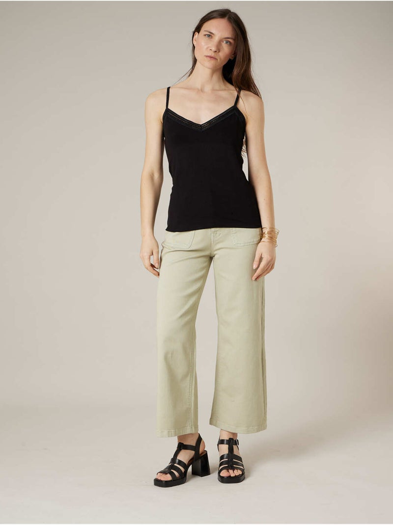 Caraco femme fines bretelles 'Deeluxe' Noir - Kiabi