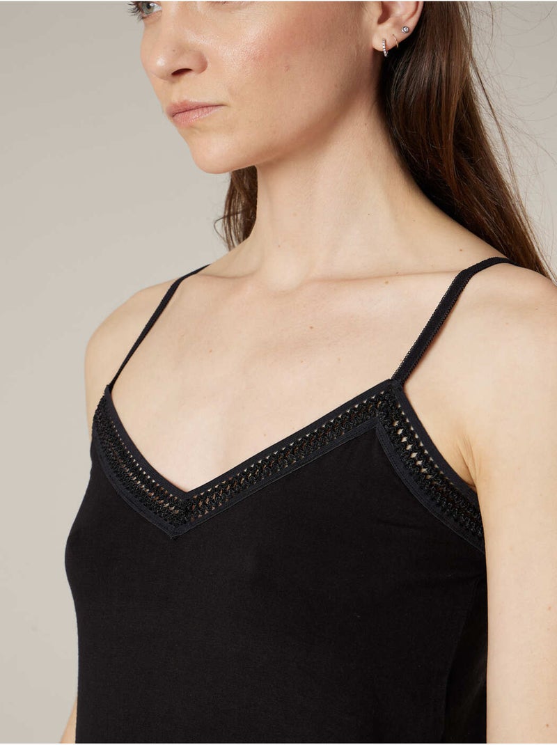 Caraco femme fines bretelles 'Deeluxe' Noir - Kiabi