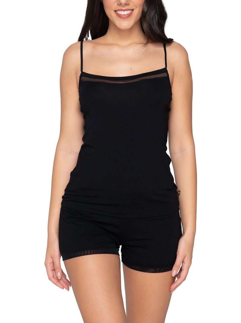 Caraco fines bretelles Cotton Touch Noir - Kiabi