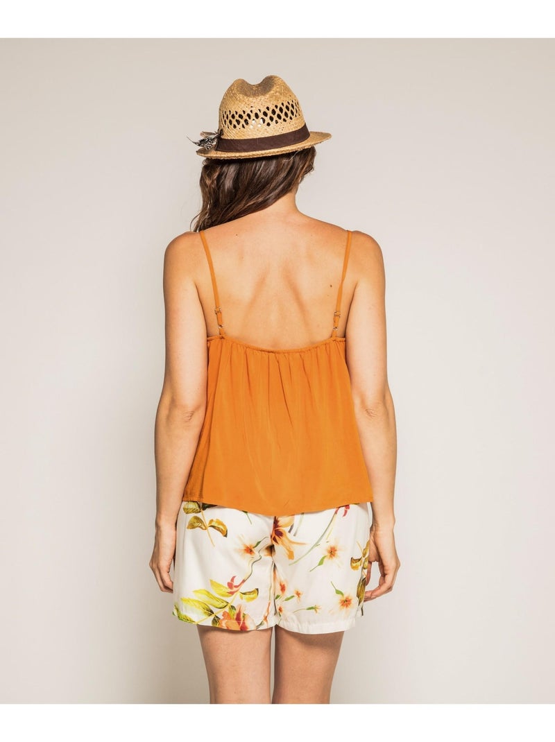 Caraco fluide avec volant FABULA Orange - Kiabi