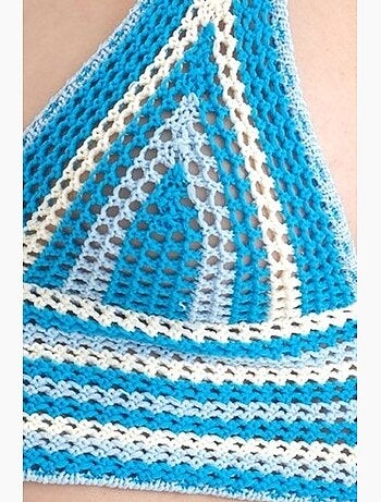 Caraco rayé en maille crochet col en v court hiccup