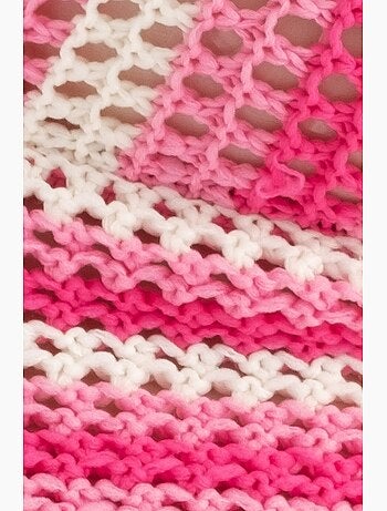 Caraco rayé en maille crochet col en v court hiccup