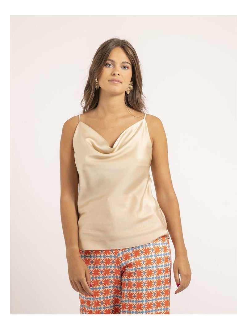 Caraco satin col bénitier FLAMELL Beige clair - Kiabi