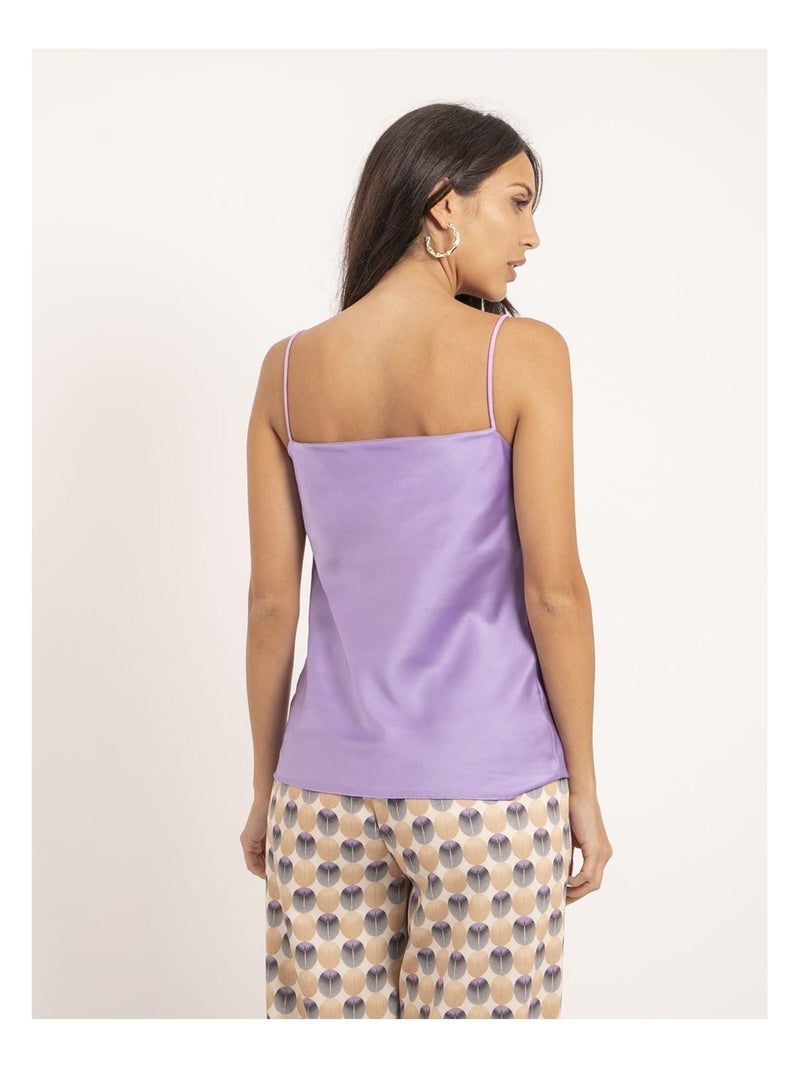 Caraco satin col bénitier FLAMELL Violet - Kiabi